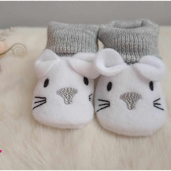 Chausson bébé Petite Souris en 6 couleurs taille unique adorable cadeau de naissance