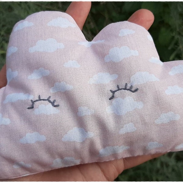 Bouillotte sèche aux graines de blé bio nuage menthe ou rose parfumée à la lavande pour bébé cadeau de naissance original et écologique