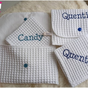 100% cotton honeycomb fabric napkin and pouch in 4 colors optional embroidery image 3