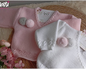 Pasgeboren baby gebreide BH 2 modellen wit of roze schattig geboortegeschenk