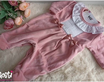 High quality velvet sleepsuit very elegant and comfortable baby pajamas adorable birth gift