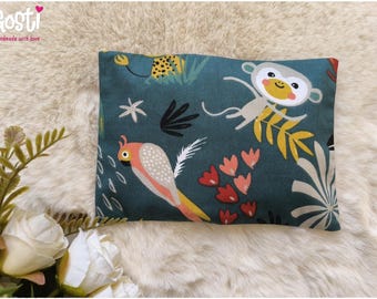 Termofor suchy z organicznymi nasionami pszenicy, pachnący lawendą, z motywem „dżungli”, dla dziecka, oryginalny i ekologiczny prezent na narodziny dziecka