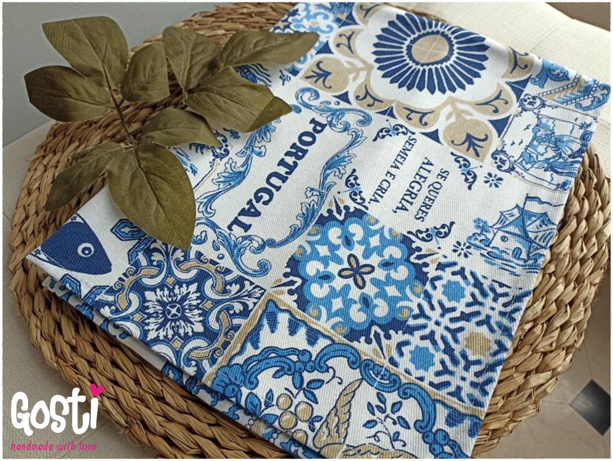 Torchon de Cuisine 100% Coton avec Motif Azulejos Portugueses Symboles Portugais Décoratif Parfait P