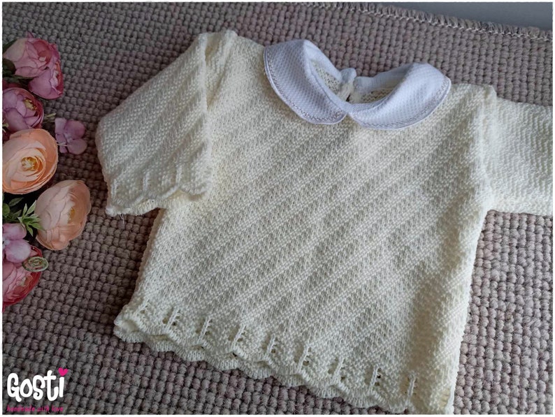 Ensemble 3 pièces pour bébé salopette à pieds en tricot pull et bonnet adorable cadeau de naissance image 3