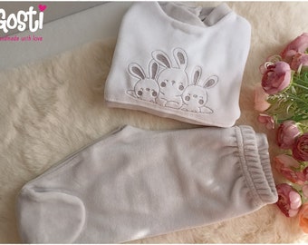 Sleep well in high quality velvet 2 pieces with embroidery very stylish and comfortable pajamas baby mixed adorable birth gift