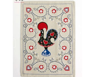 100% bawełniany ręcznik kuchenny z portugalskim symbolem Galo de Barcelos dla miłośników Portugalii, dekoracyjny i praktyczny