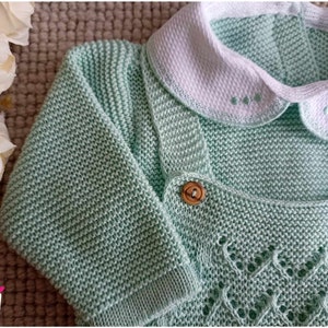 Ensemble 3 pièces pour bébé salopette à pieds en tricot pull et bonnet adorable cadeau de naissance image 4