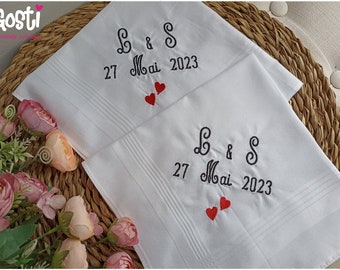 High quality fabric handkerchief with customizable embroidery with first name or adorable little word gift for Dad Wedding Valentine's Day