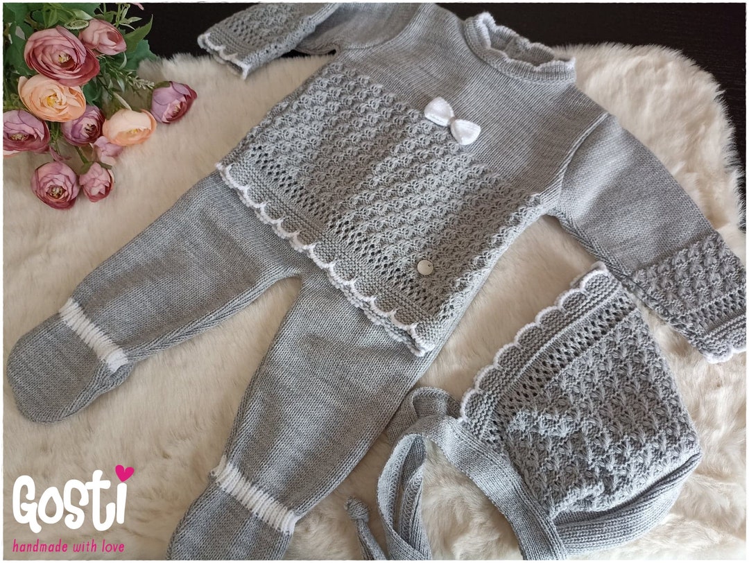 Ensemble de naissance pièces pantalon en tricot avec pull et un