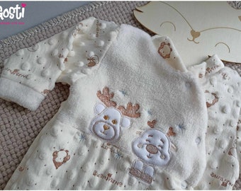 Dors-bien en tissu polaire minky tout doux avec broderie bien chaud et confortable pyjama bébé mixte cadeau de naissance adorable