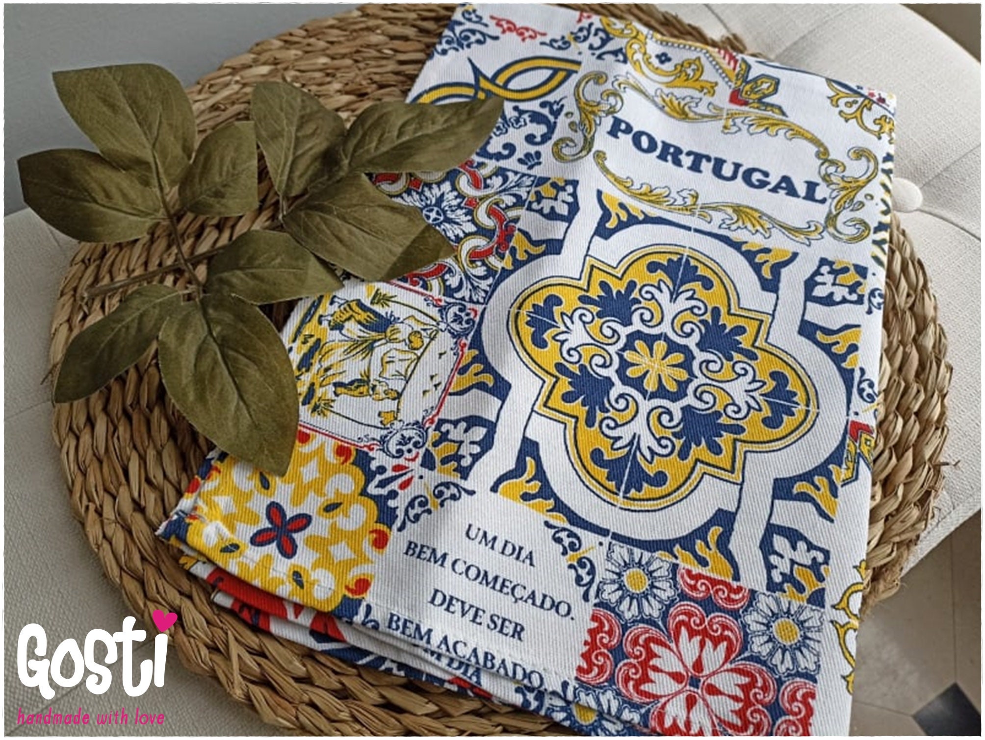 Torchon de Cuisine 100% Coton avec Motif Azulejos Portugueses Symboles Portugais Décoratif Parfait P