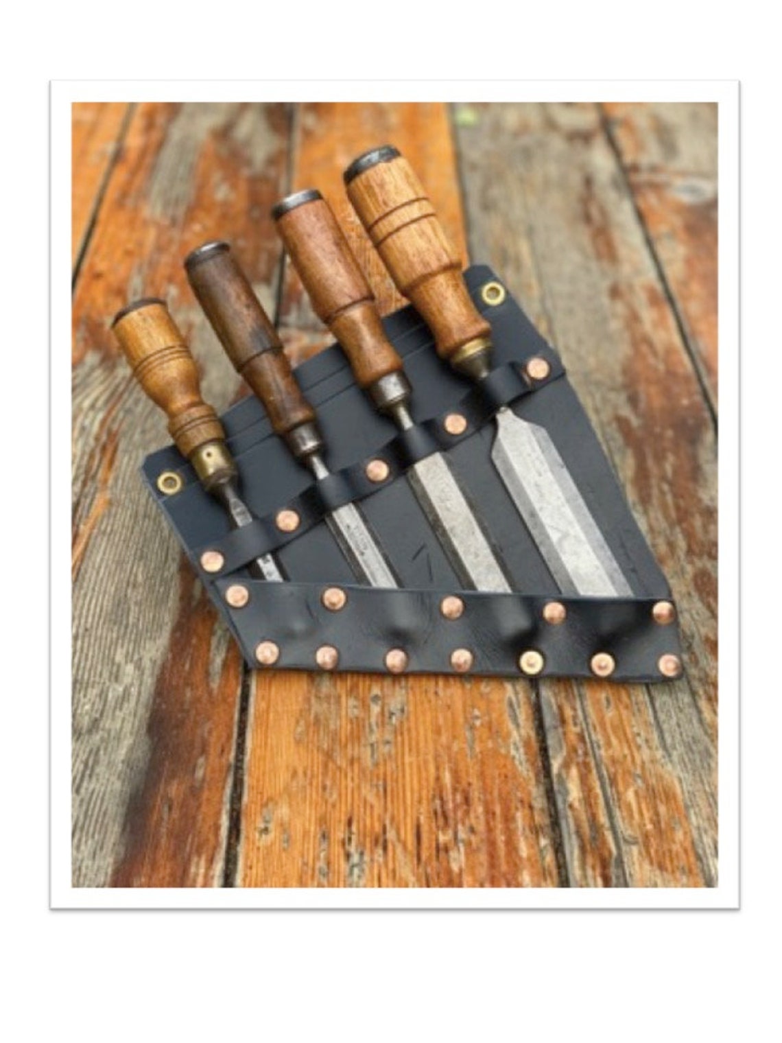Customised Antique Chisel Sets and Leather Holder Etsy