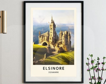 Elsinore Castle Travel Poster Digital Download | Hamlet | William Shakespeare | Literary Wall Art | Minimalist Bookish Print