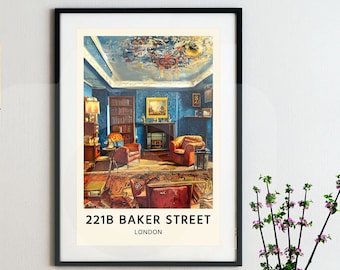 Sherlock Holmes 221B Baker Street Travel Poster Digital Download | Sir Arthur Conan Doyle | Literary Print | Bookish Decor