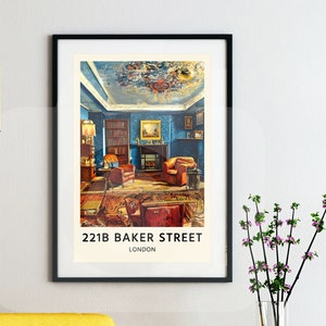 Sherlock Holmes 221B Baker Street Travel Poster Digital Download | Sir Arthur Conan Doyle | Literary Print | Bookish Decor