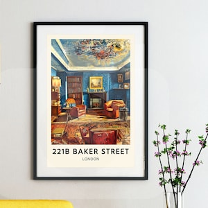 Sherlock Holmes 221B Baker Street Travel Poster Digital Download | Sir Arthur Conan Doyle | Literary Print | Bookish Decor