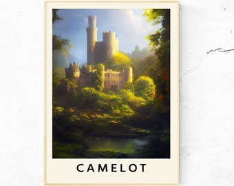 Camelot Travel Poster Digital Download | Arthurian Legends | King Arthur | Literary Wall Art | Bookish Decor | Classic Literature