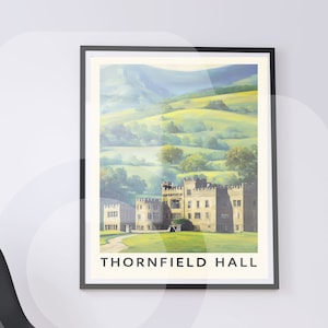 Charlotte Brontë Jane Eyre Thornfield Hall Travel Poster Digital Download Literary Wall Art Bookish Decor Eco Friendly Print image 1