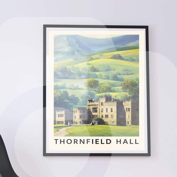 Charlotte Brontë Jane Eyre | Thornfield Hall Travel Poster Digital Download | Literary Wall Art | Bookish Decor | Eco Friendly Print