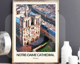 Notre Dame de Paris Travel Poster Digital Download | The Hunchback of Notre Dame | Victor Hugo | Bookish Decor | Literary Prints