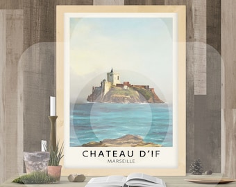 The Count of Monte Cristo | Alexandre Dumas | Chateau d'If Travel Poster Digital Download | Classic Literature Print | Bookish Decor