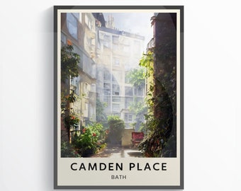 Jane Austen Persuasion Camden Place Travel Poster Téléchargement numérique | Impression littéraire | Décor livresque | Art mural minimaliste