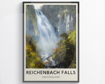 Download digital do pôster de viagem das Cataratas de Reichenbach de Sherlock Holmes | Senhor Arthur Conan Doyle | Impressão Literária | Decoração livresca