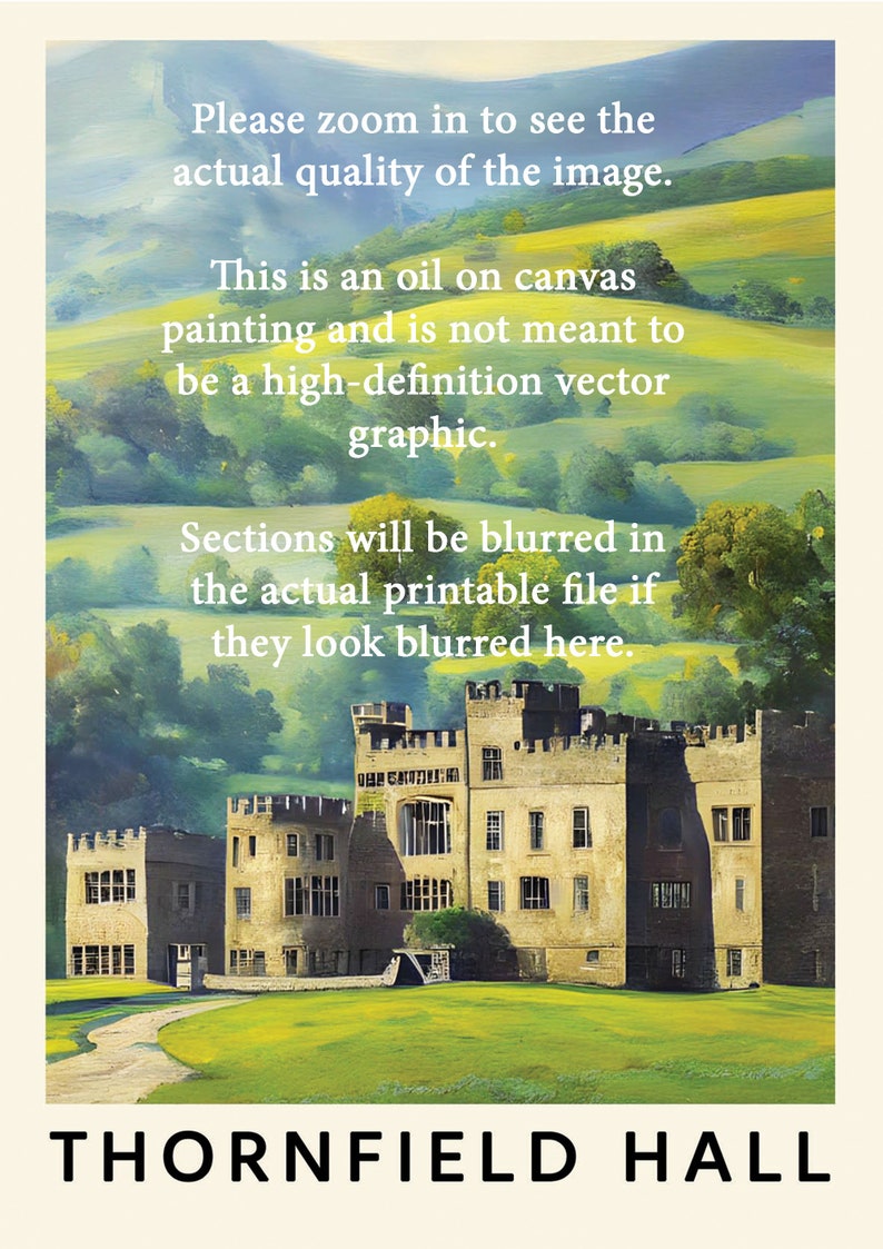 Charlotte Brontë Jane Eyre Thornfield Hall Travel Poster Digital Download Literary Wall Art Bookish Decor Eco Friendly Print image 2