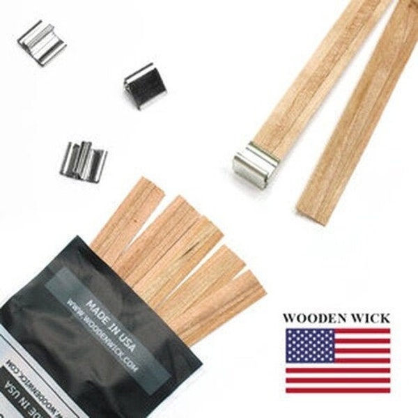 Original Wooden Booster Wick | 6" Tall 0.03" Thick | Wooden Wick Clips Included Candle Making Supplies DIY KIT   - Free Shipping