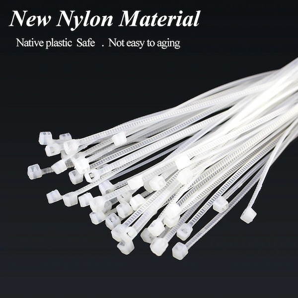 100PCS, 8-inch Cable Ties White Self-Locking Nylon Wrap Zip Tie Heavy Duty  - Free Shipping
