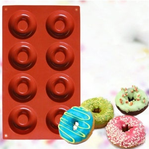 8 Small Donuts Bread Silicone Molds Valentine Fresh Fruit Resin/Eproxy Crafts Chocolate Cake Soap Bar Mould DIY Baking Cookies - Free Ship