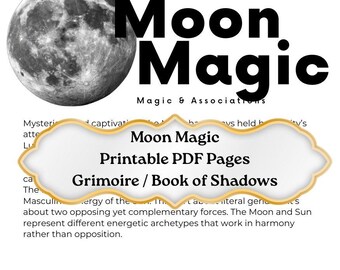 Moon Magic afdrukbare pdf-pagina's | Grimoire / Boek der schaduwen | Referentiebladen maanhekserij