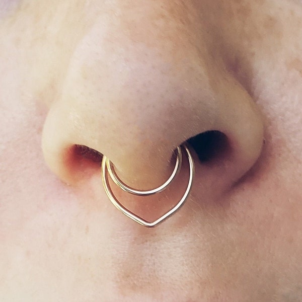 Rose Gold Geometric Fake Nose Ring, Fake Septum Ring, Non Pierced Septum Ring, Faux Septum Ring, Faux Septum Piercing, Fake Septum Piercing