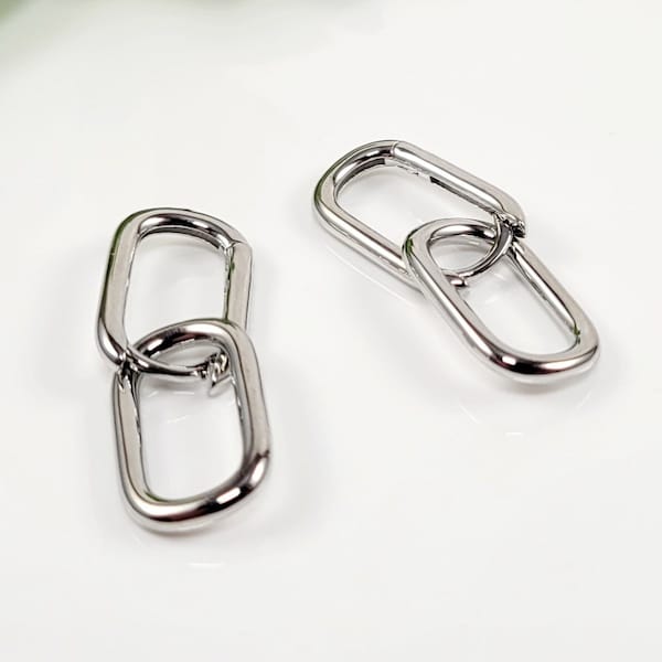 Double Link Paper Clip Earrings, Dangle Link Earrings, Chain Link Dangle Earrings, Link Earrings Women, Chunky Double Link Drop Earrings,