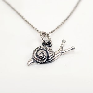 Tiny Snail Charm Necklace, Sterling Silver Snail Necklace, Small Snail Charm, Dainty Snail Charm Necklace, Snail Lover Gift, Snail Jewelry
