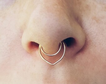 Rose Gold Geometric Fake Nose Ring, Fake Septum Ring, Non Pierced Septum Ring, Faux Septum Ring, Faux Septum Piercing, Fake Septum Piercing