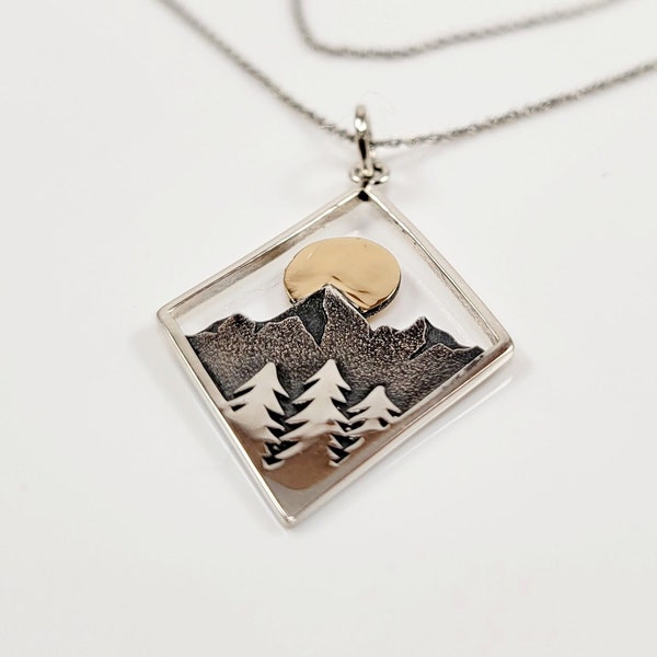 Sterling Silver Mountain Necklace, Mountain Pendant, Mountain Range Necklace, Mountain Pendant Necklace, Dainty Mountain Necklace