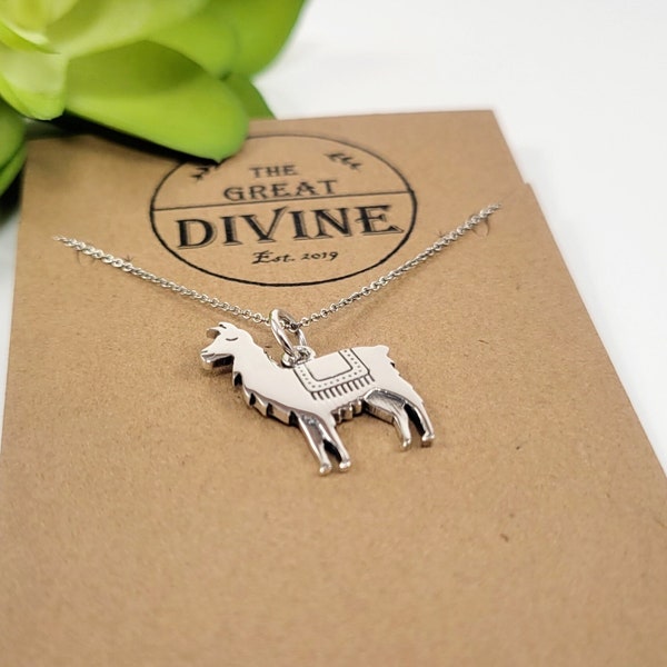 Sterling Silver Llama Necklace, Llama Charm Necklace, Llame Pendant, Llama Gift, Llama Lover Gift, Llama Jewelry, Llama Birthday Gift Her