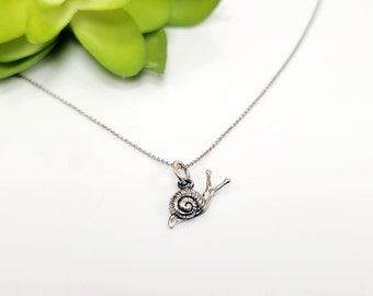 Tiny Snail Charm Necklace, Sterling Silver Snail Necklace, Small Snail Charm, Dainty Snail Charm Necklace, Snail Lover Gift, Snail Jewelry