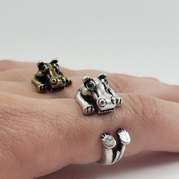 HIPPO Ring, Hippo Gifts, Hippo Jewelry, Hippos, Hippo Lover, Gift for Hippo Lover, Hippo Gift for Him, Hippo Gift for Her