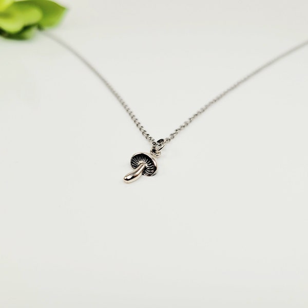 Tiny Sterling Silver Mushroom Necklace, Mushroom Lover Gift, Gift for Mushroom Lover, Cute Mushroom Necklace, Dainty Mushroom Necklace