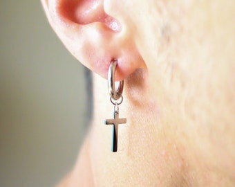 Cross Earrings Men - Etsy