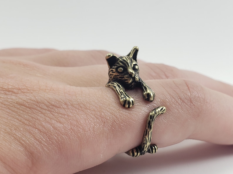 Cat Ring Cat Gift Cat Jewelry Black Cat Ring Cat Lover Etsy