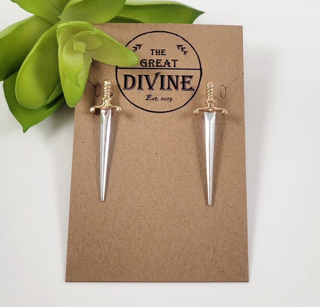 Orecchini a Forma Di Spada a Goccia, in Argento Sterling 925