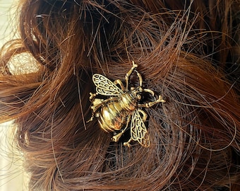 Gold Bee Side Comb Hair Clip, Bee Comb Hair Clip, Bumble Bee Hair Clips, Gold Bee Hair Clip, Gold Hair Comb Clip, Bee Lover Gift