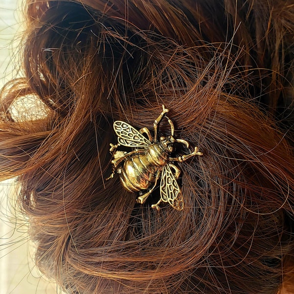 Gold Bee Side Comb Hair Clip, Bee Comb Hair Clip, Bumble Bee Hair Clips, Gold Bee Hair Clip, Gold Hair Comb Clip, Bee Lover Gift