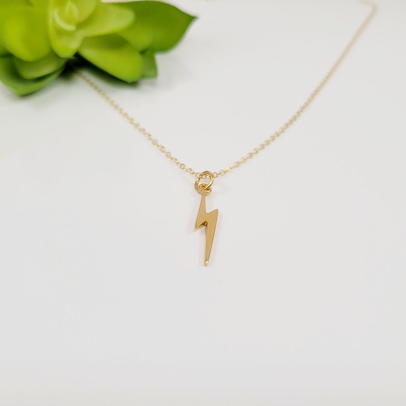 Gold Lightning Bolt Necklace 24k Gold 