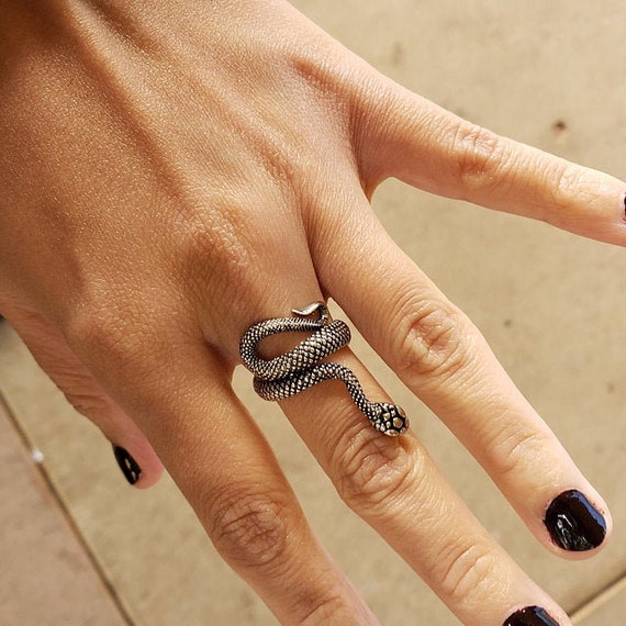 New Authentic Sterling Silver Antique Turkish Snake Ring And Black Onyx  Stone Men's Colorful Punk Rock Jewelry Gift For Him - AliExpress