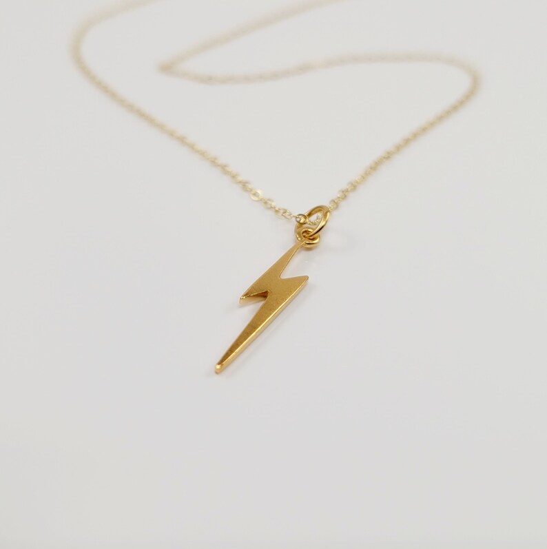 Gold Lightning Bolt Necklace 24k Gold 