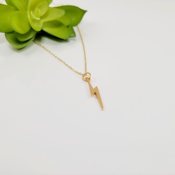 Gold Lightning Bolt Necklace 24k Gold Plated Lightning Bolt Etsy